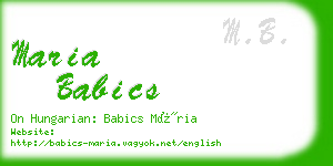 maria babics business card